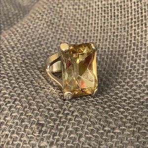 👁 HUGE emerald shape gem cocktail ring